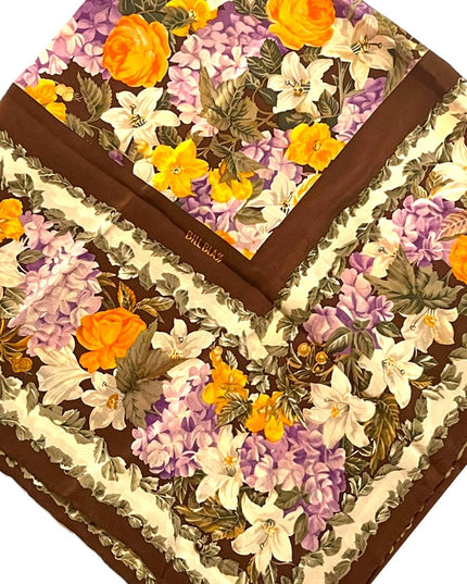 Vintage 1980s Bill Blass chintz Flower large scarf SILK