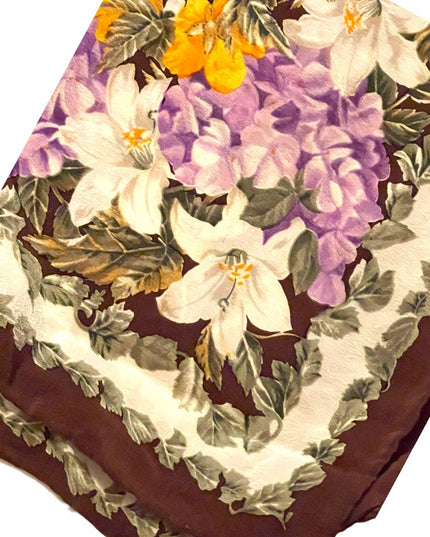 Vintage 1980s Bill Blass chintz Flower large scarf SILK