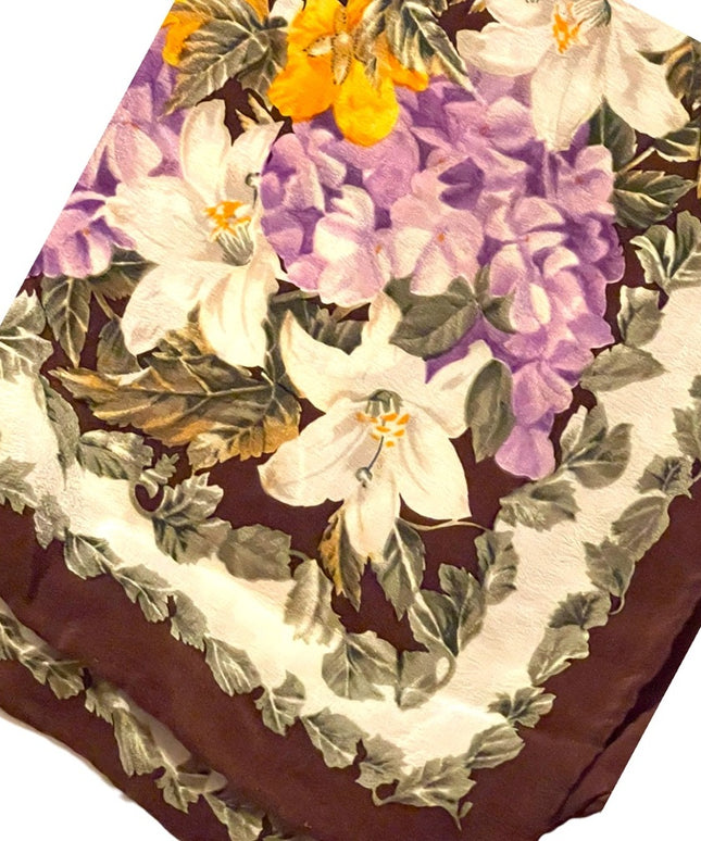 Vintage 1980s Bill Blass chintz Flower large scarf SILK