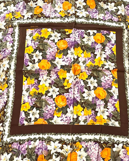 Vintage 1980s Bill Blass chintz Flower large scarf SILK