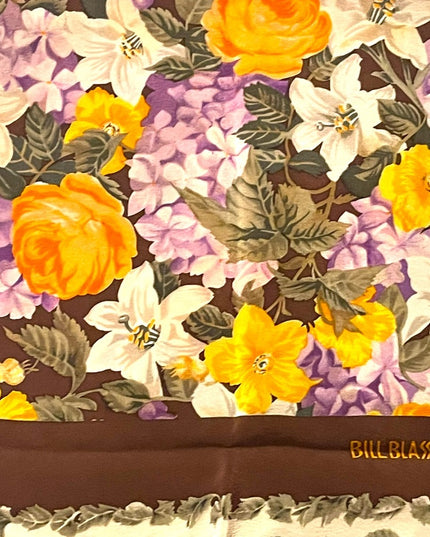 Vintage 1980s Bill Blass chintz Flower large scarf SILK