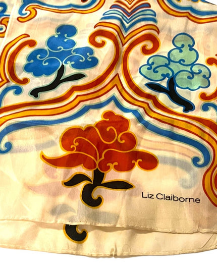Liz Claiborne Beautiful Deco abstract colorful SILK Scarf