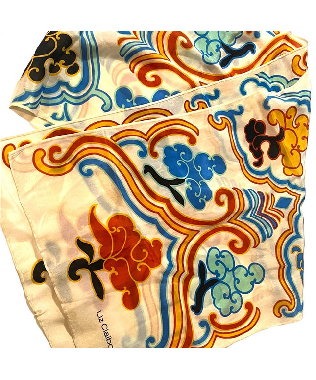 Liz Claiborne Beautiful Deco abstract colorful SILK Scarf