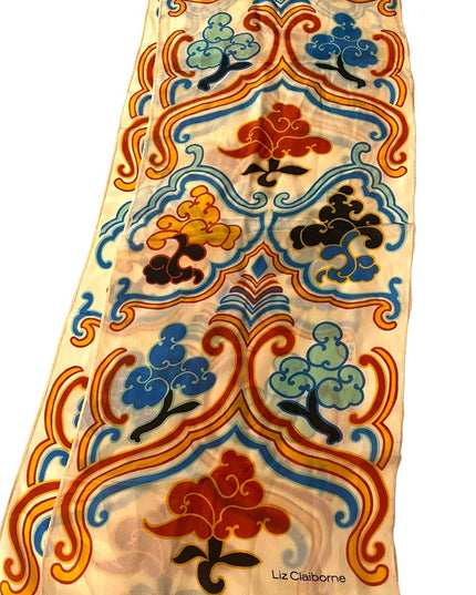 Liz Claiborne Beautiful Deco abstract colorful SILK Scarf