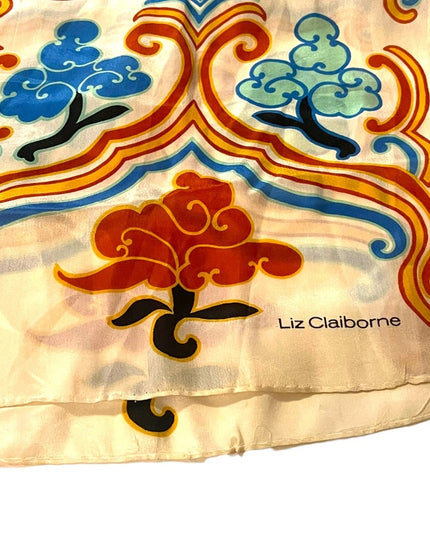 Liz Claiborne Beautiful Deco abstract colorful SILK Scarf
