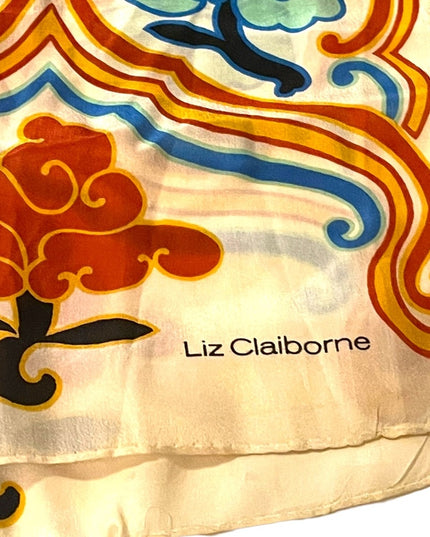 Liz Claiborne Beautiful Deco abstract colorful SILK Scarf