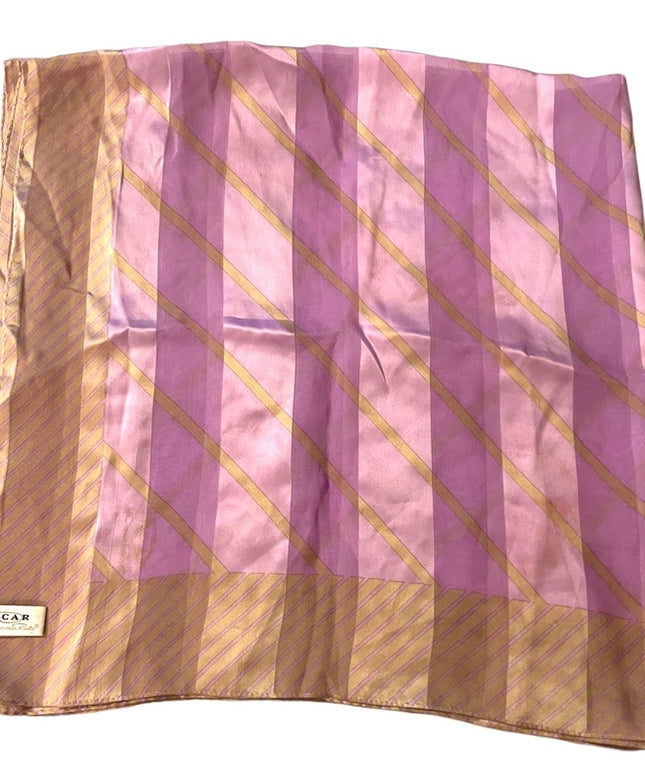 LOVELY Oscar De Laurenta Purple pastel & Platinum stripe fancy Silk scarf Large