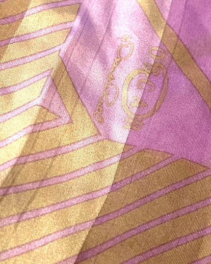 LOVELY Oscar De Laurenta Purple pastel & Platinum stripe fancy Silk scarf Large