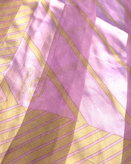 LOVELY Oscar De Laurenta Purple pastel & Platinum stripe fancy Silk scarf Large