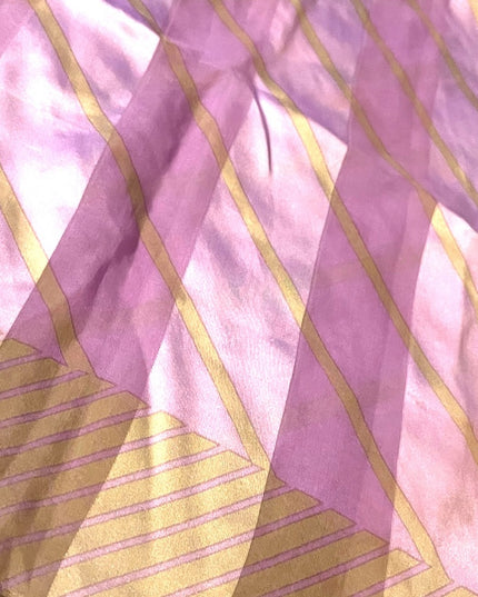 LOVELY Oscar De Laurenta Purple pastel & Platinum stripe fancy Silk scarf Large