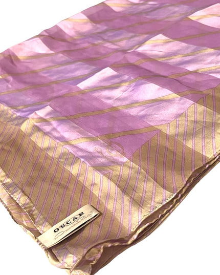 LOVELY Oscar De Laurenta Purple pastel & Platinum stripe fancy Silk scarf Large