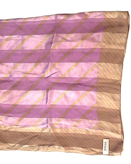 LOVELY Oscar De Laurenta Purple pastel & Platinum stripe fancy Silk scarf Large
