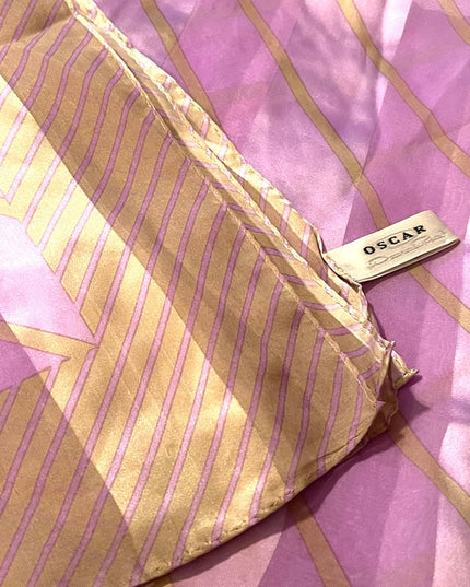 LOVELY Oscar De Laurenta Purple pastel & Platinum stripe fancy Silk scarf Large