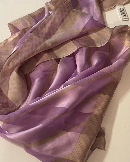 LOVELY Oscar De Laurenta Purple pastel & Platinum stripe fancy Silk scarf Large