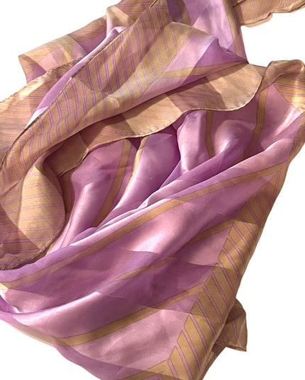 LOVELY Oscar De Laurenta Purple pastel & Platinum stripe fancy Silk scarf Large
