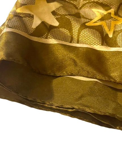 Coach silk Brown gold star logo signature scarf Square