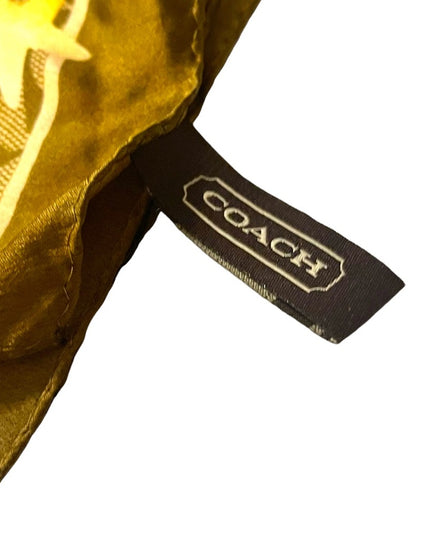 Coach silk Brown gold star logo signature scarf Square