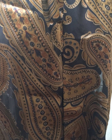 Danier Silk Brown gold Paisley Scarf sequin