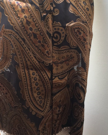 Danier Silk Brown gold Paisley Scarf sequin