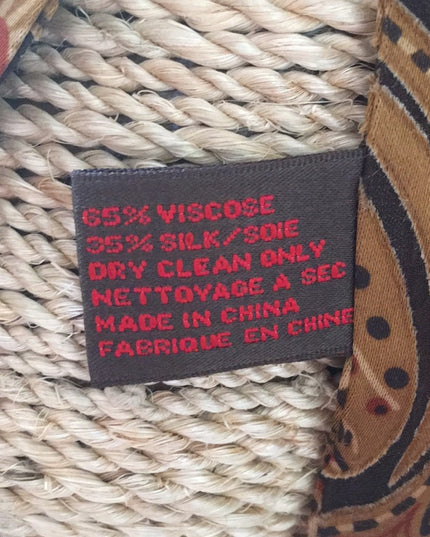 Danier Silk Brown gold Paisley Scarf sequin