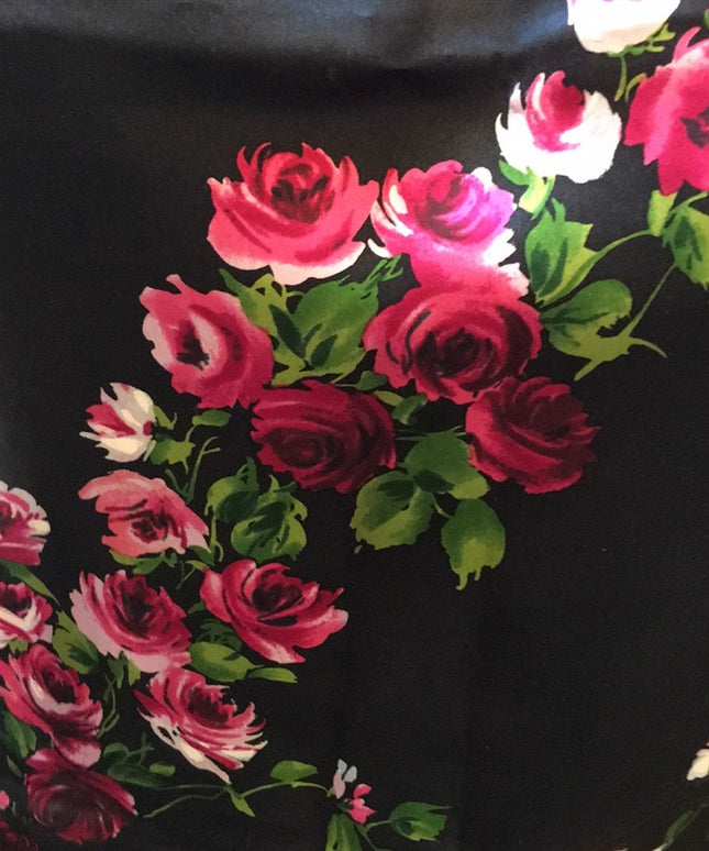 Lovely Laura Ashley Silk Roses Black Flower Scarf