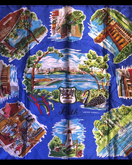 COPY - Vintage Perth Australia Souvenier Scarf Silky