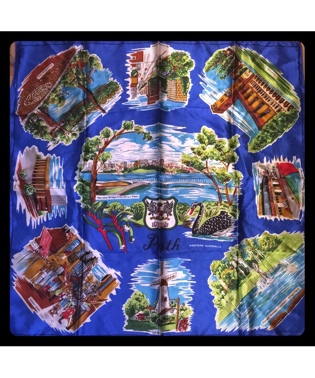 COPY - Vintage Perth Australia Souvenier Scarf Silky