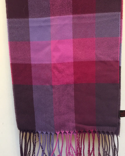 - Danier France “Wool feel” Pink purple scarf fringe