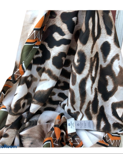 - Paul Costelloe Italy silk tribal leopard scarf Retired