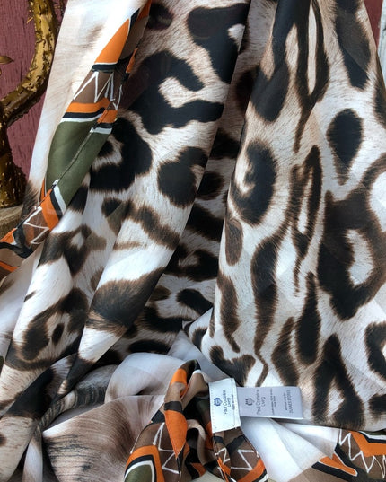 - Paul Costelloe Italy silk tribal leopard scarf Retired