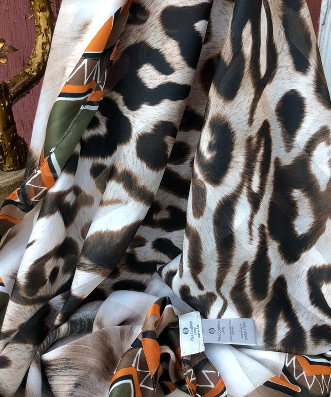 - Paul Costelloe Italy silk tribal leopard scarf Retired