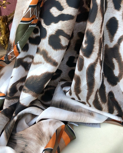 - Paul Costelloe Italy silk tribal leopard scarf Retired