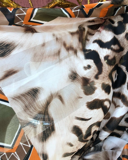 - Paul Costelloe Italy silk tribal leopard scarf Retired