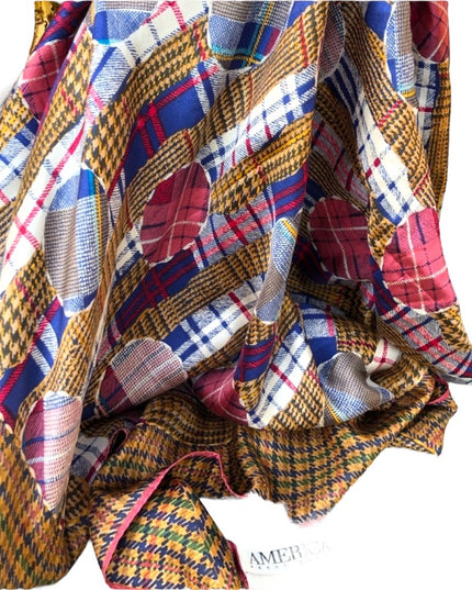Vintage  Perry Ellis America Silk scarf Silk Very nice plaid print