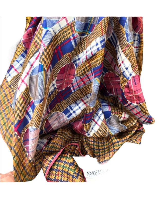 Vintage  Perry Ellis America Silk scarf Silk Very nice plaid print