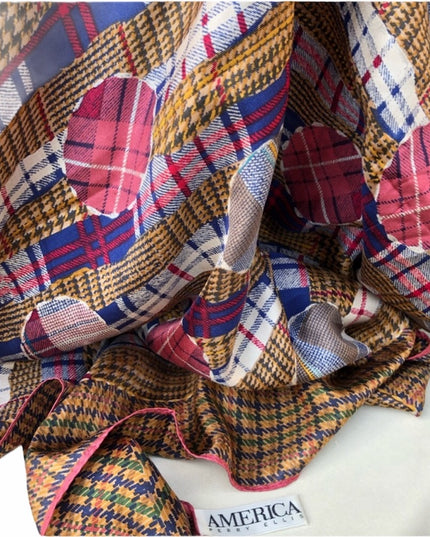 Vintage  Perry Ellis America Silk scarf Silk Very nice plaid print