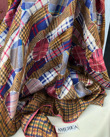Vintage  Perry Ellis America Silk scarf Silk Very nice plaid print