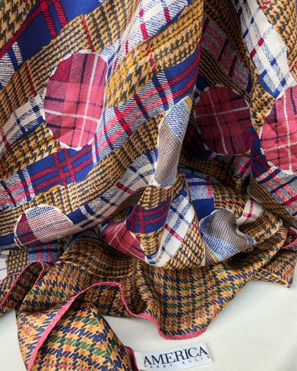 Vintage  Perry Ellis America Silk scarf Silk Very nice plaid print