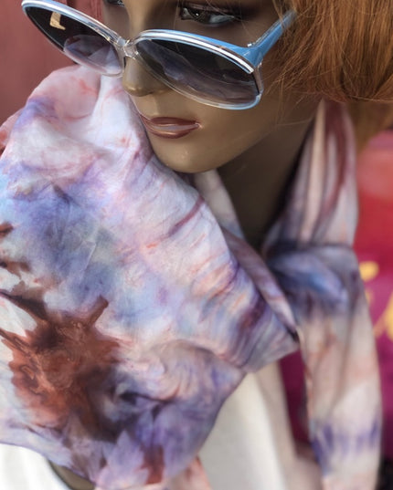 VintGe Silk Hippie Boho Tie dye Scarf 32x32 VTG