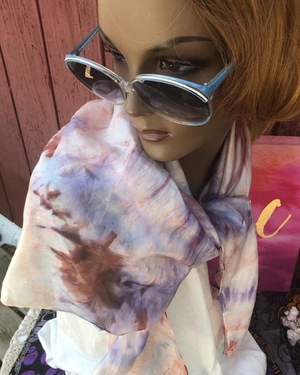 VintGe Silk Hippie Boho Tie dye Scarf 32x32 VTG
