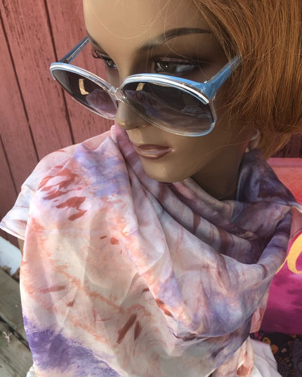 VintGe Silk Hippie Boho Tie dye Scarf 32x32 VTG