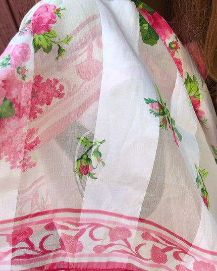 - NWT Taby poly pink flower scarf floral silky