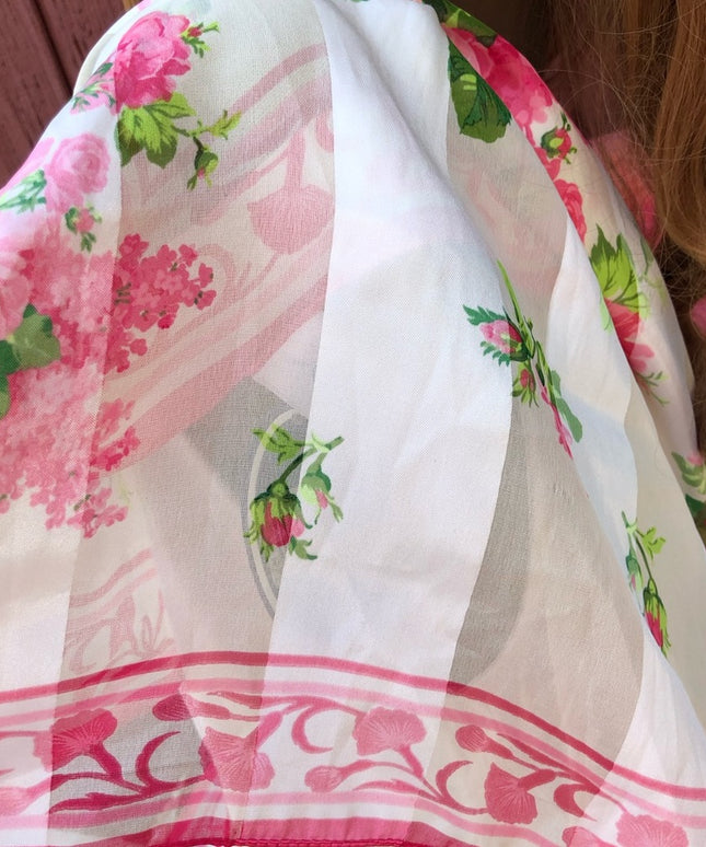 - NWT Taby poly pink flower scarf floral silky
