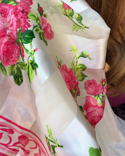 - NWT Taby poly pink flower scarf floral silky