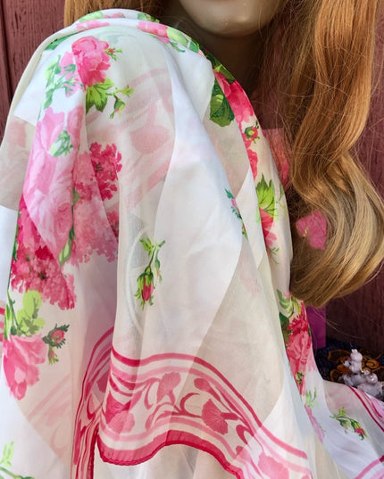 - NWT Taby poly pink flower scarf floral silky