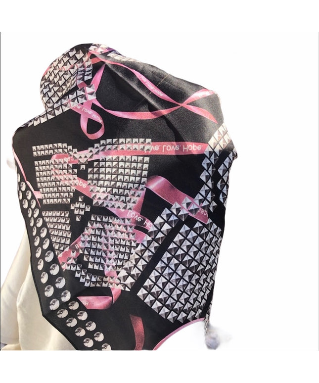 BCBG Maxazaria Pink Ribbon silk scarf fancy retired
