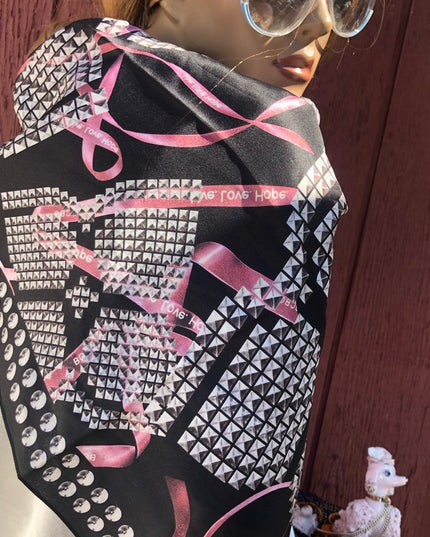 BCBG Maxazaria Pink Ribbon silk scarf fancy retired