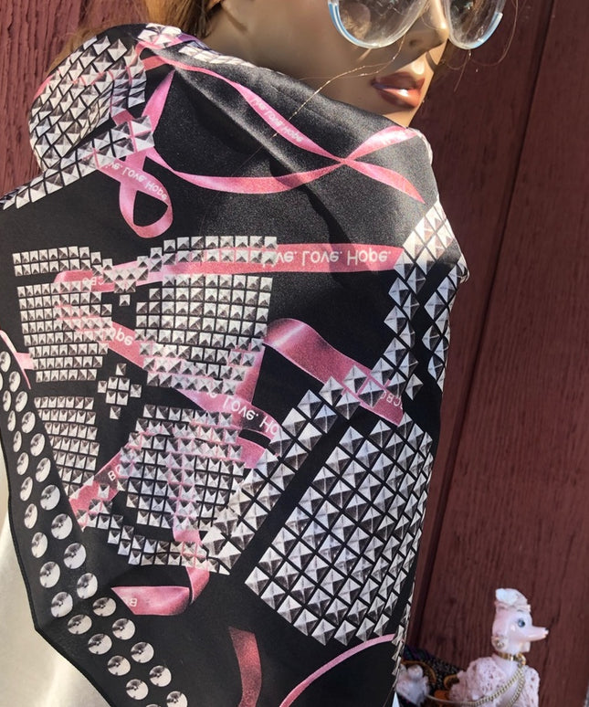 BCBG Maxazaria Pink Ribbon silk scarf fancy retired