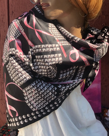BCBG Maxazaria Pink Ribbon silk scarf fancy retired