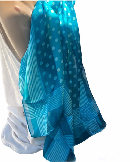 Adrienne Vittadini Blue polka dot silk scarf